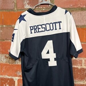 Prescott #4 Navy and White Football Jersey